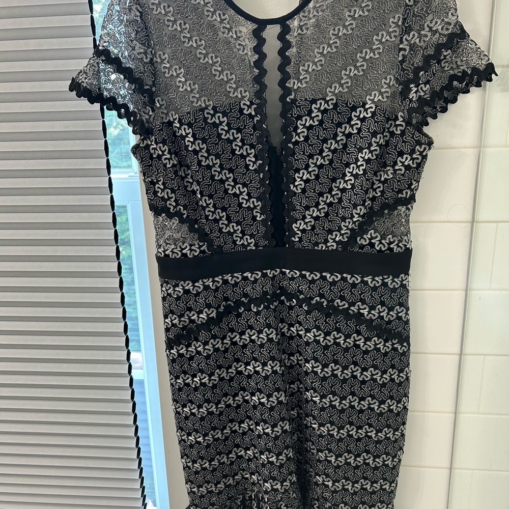Elegant Black and White Lace Dress